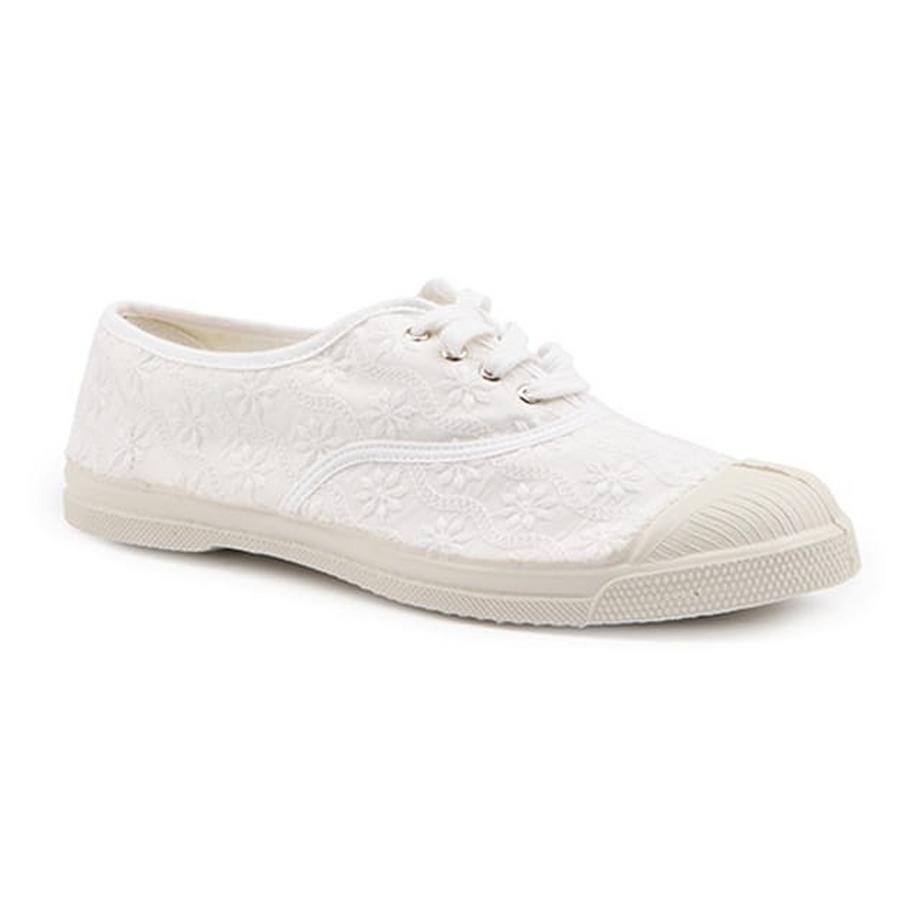 BENSIMON Chaussures de Tennis à Lacets Broderie Anglaise  