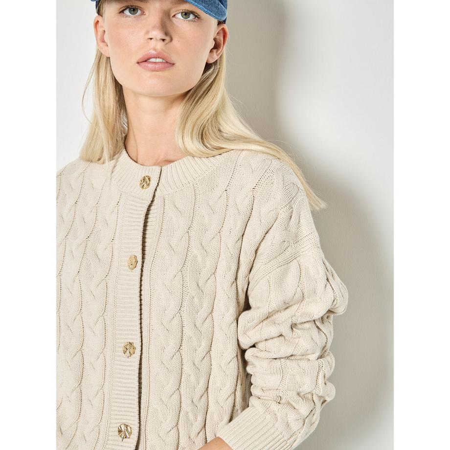 APRICOT Cardigan en maille torsadée avec patte de boutonnage  