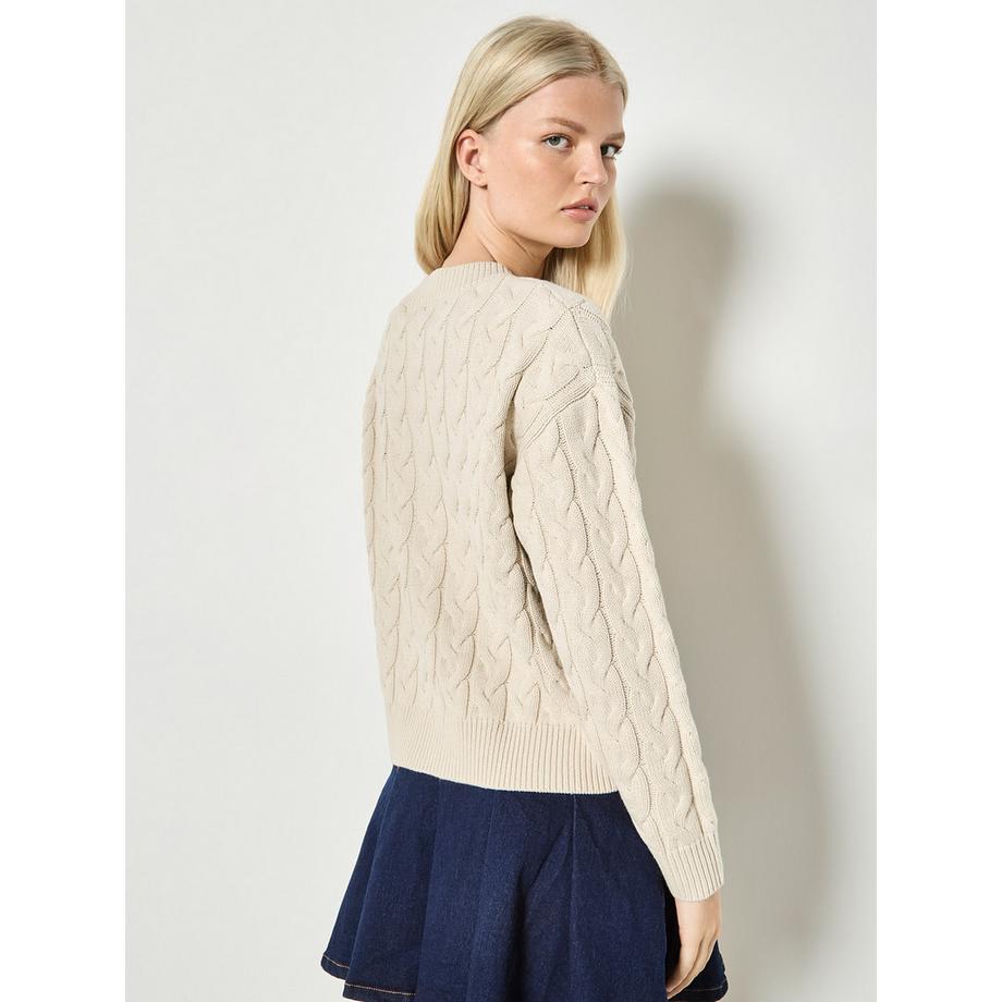 APRICOT Cardigan en maille torsadée avec patte de boutonnage  