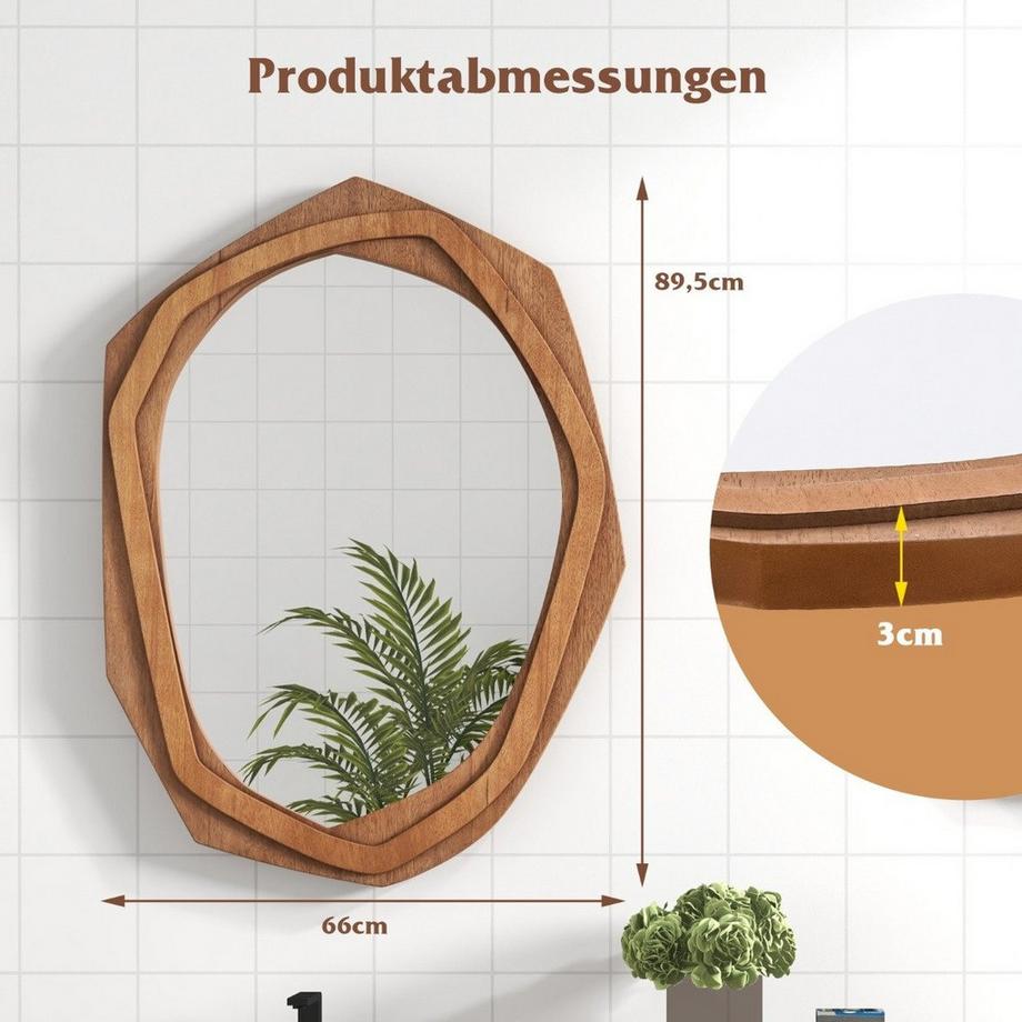 Northix Unregelmäßiger Wandspiegel, wasserdicht  
