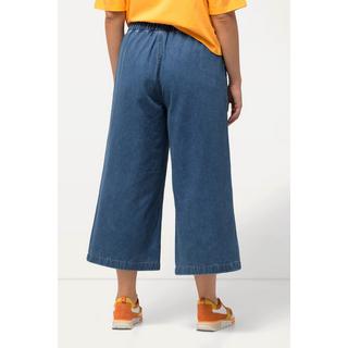 Ulla Popken  Femme Grandes tailles Pantalon Rose en lyocell mélangé à jambe large et taille élastique bleu jean 58+ 828057902-58+ 