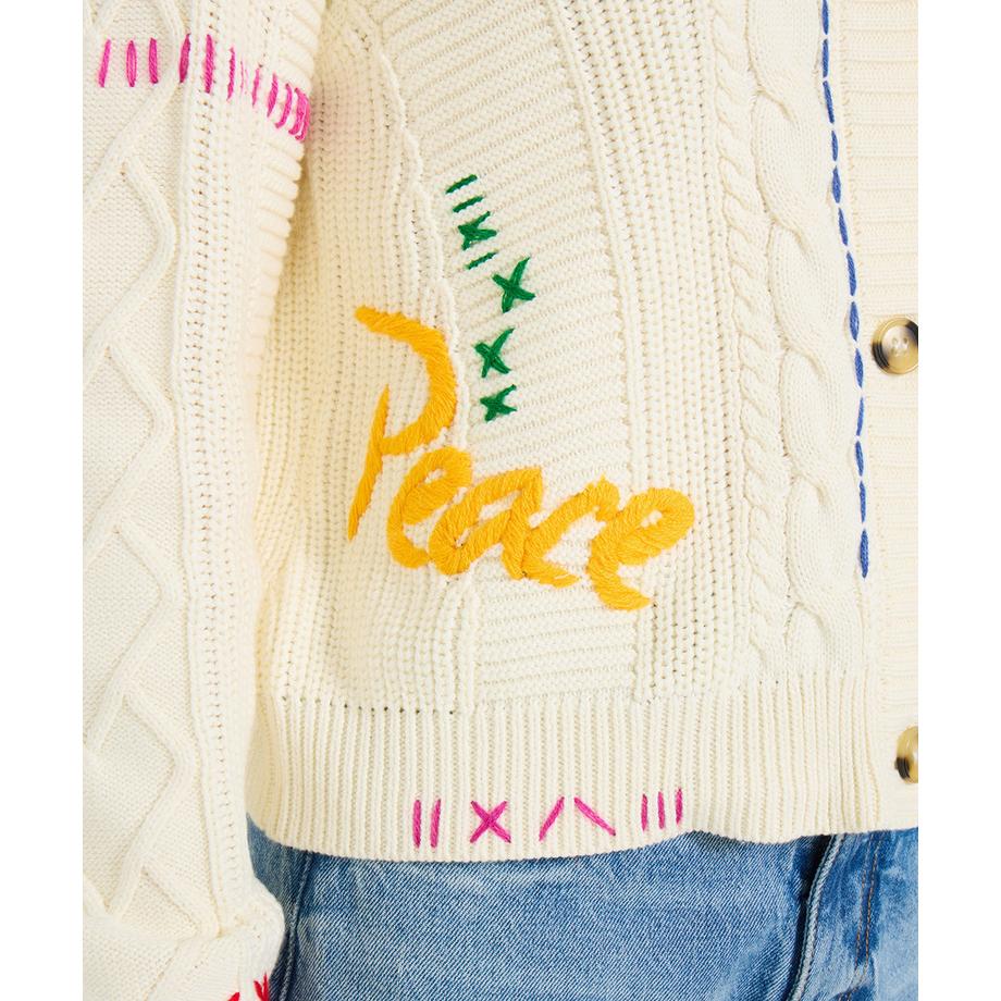 Joe Browns Cardigan Oversize con Ricamo e Maglia a Treccia  