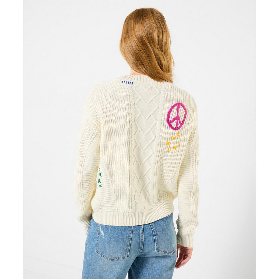 Joe Browns Cardigan Oversize con Ricamo e Maglia a Treccia  
