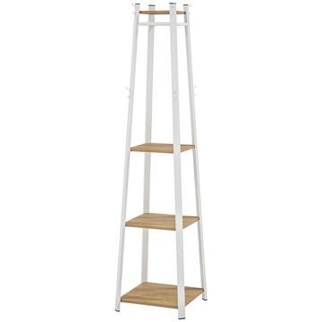 Appendiabiti, Appendiabiti con 8 Ganci, 4 Livelli, Appendiabiti in Acciaio per Abiti, Cappelli, Ingresso, Corridoio, 34 x 34 x 170 cm, Bianco |