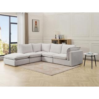 Vente-unique Ecksofa - Ecke links - Strukturstoff - Beige - BRUMADO  