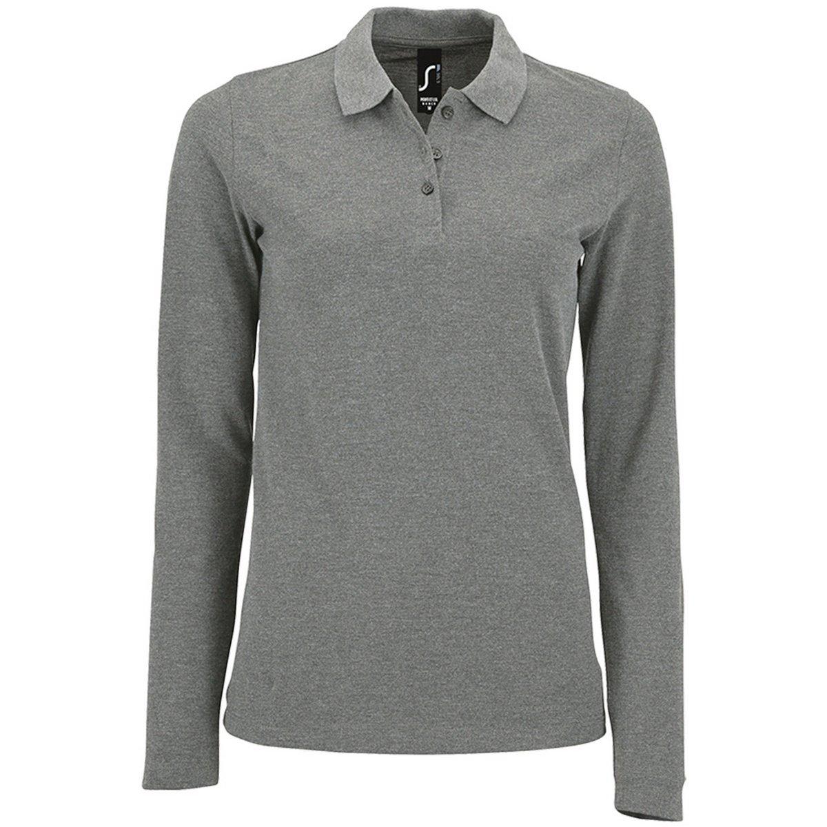Image of Poloshirt Langärmlig Damen Taubengrau 3XL