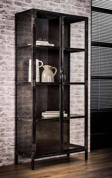 mutoni Vitrine Rift metal 2 portes Gun metal  