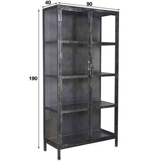 mutoni Vitrine Rift metal 2 portes Gun metal  