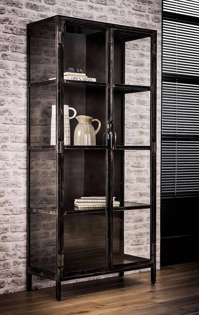 mutoni Vitrine Rift metal 2 portes Gun metal  