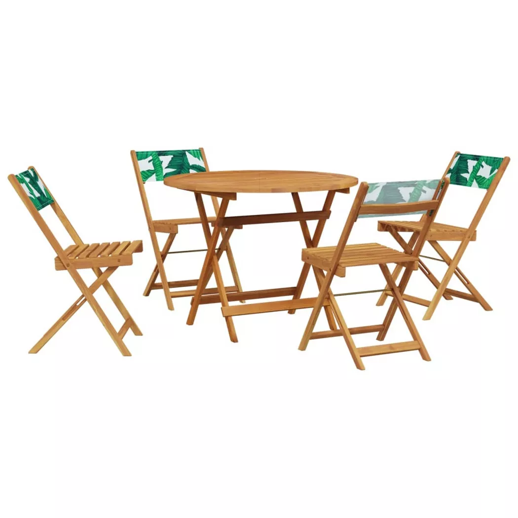Vidaxl Set Pranzo Da Giardino 5 Pz Foglie In Tessuto E Legno