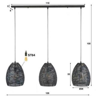 mutoni Hängelampe 3x 26x26 Rüstung oval -  