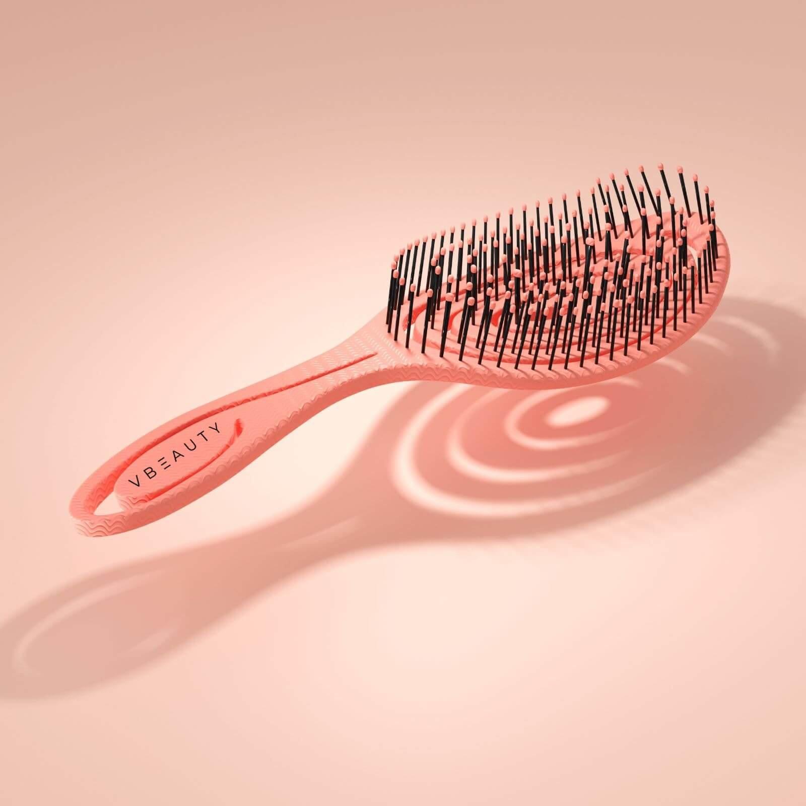 VBEAUTY  VBEAUTY Bio Démêlant Brosse à Cheveux en Paille Format Voyage - Corail 