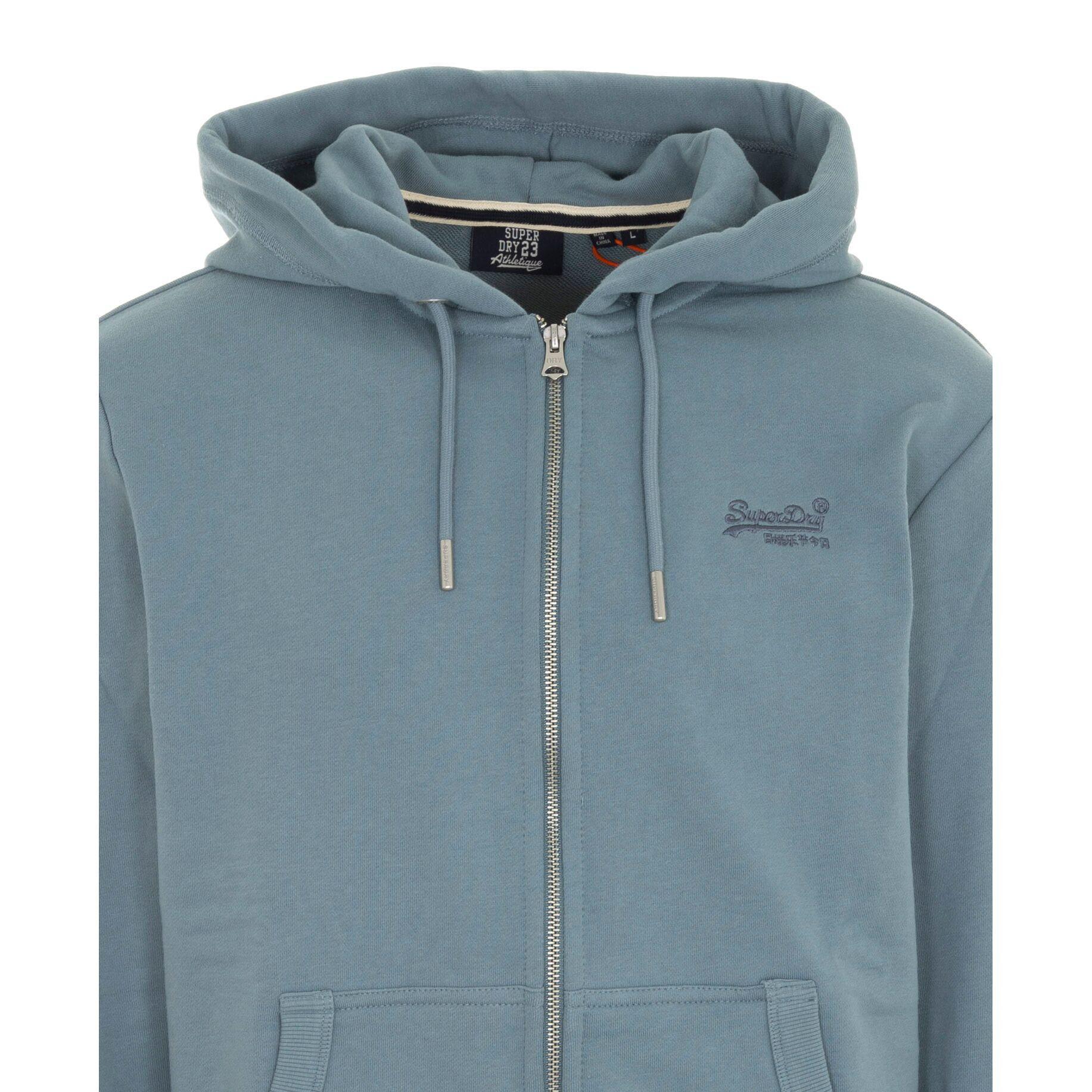 Superdry  felpa con zip e cappuccio essential logo 