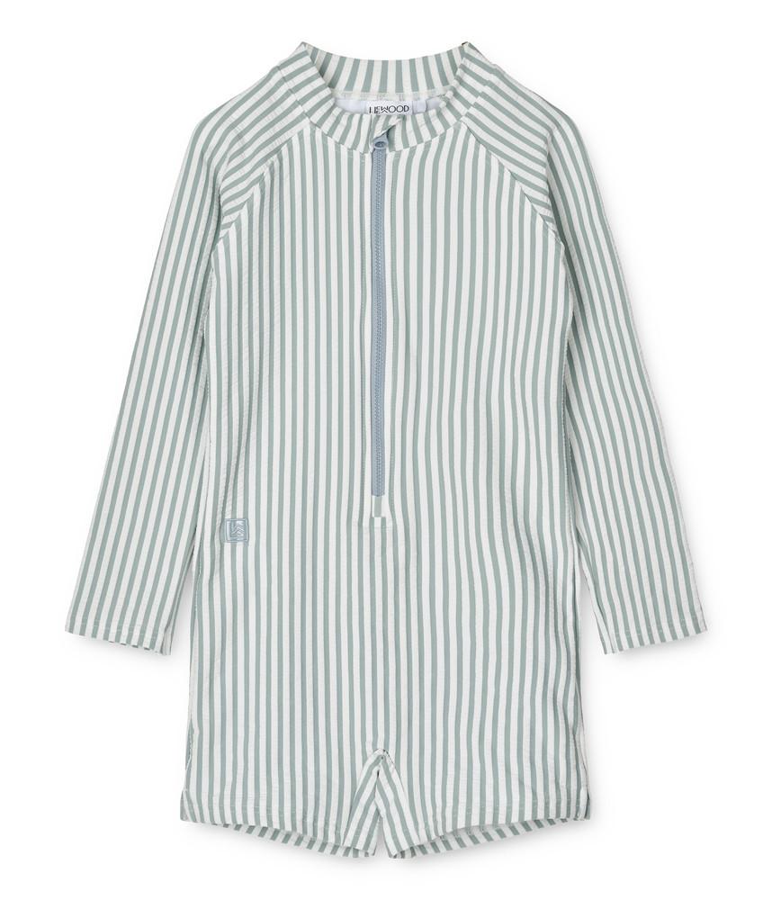 Image of Schwimmanzug Streifen Sea Blue Unisex Hellblau 86