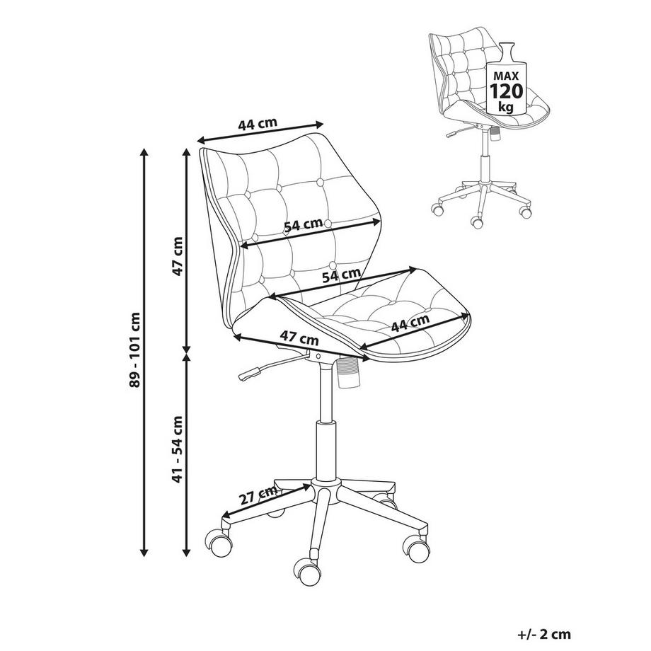 Beliani Chaise de bureau en Lin synthétique Rétro LOMPOC  