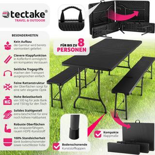 Tectake  Ensemble de table de camping Vani pliable en rotin 