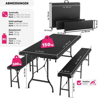 Tectake  Ensemble de table de camping Vani pliable en rotin 