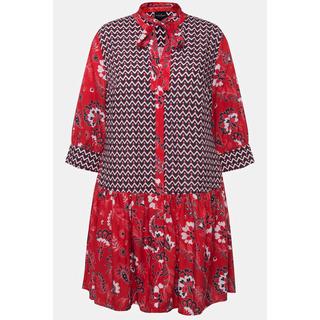 Ulla Popken  Blouse en lyocell, ruban à nouer, nœud, col montant, manches 3/4 