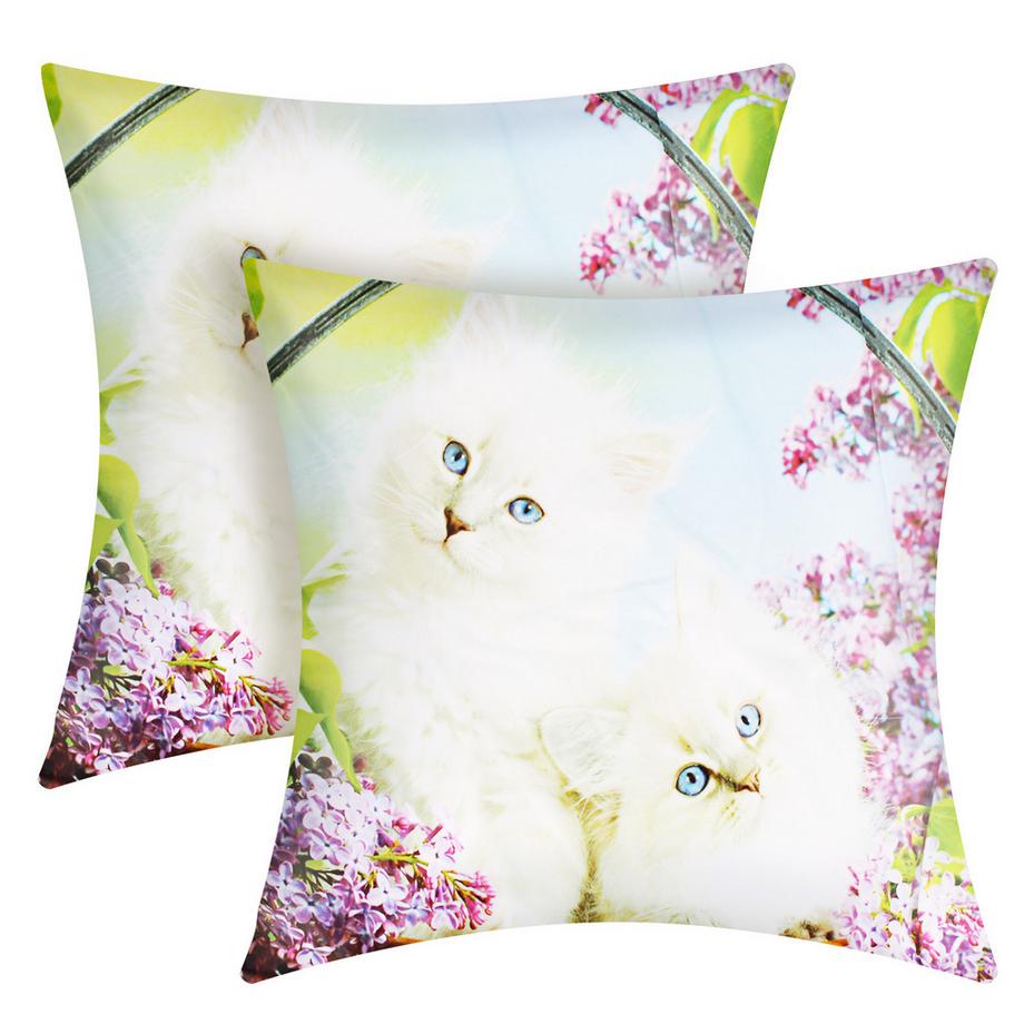 Avizar 2 Stk. Kissenbezüge Weiße Katze  
