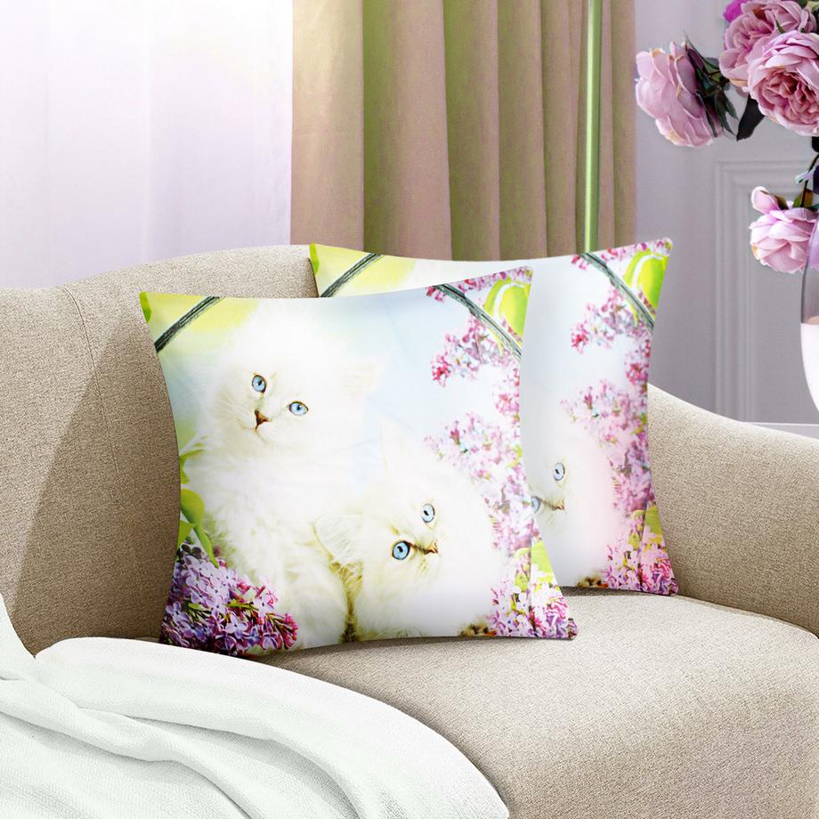 Avizar 2 Stk. Kissenbezüge Weiße Katze  