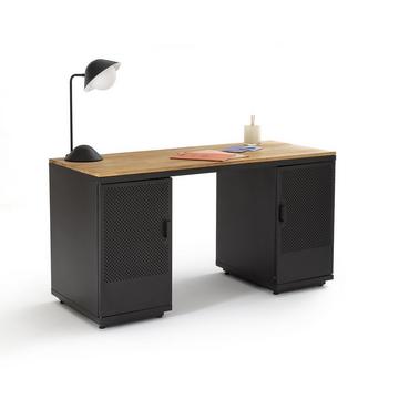 Bureau chêne et métal acier