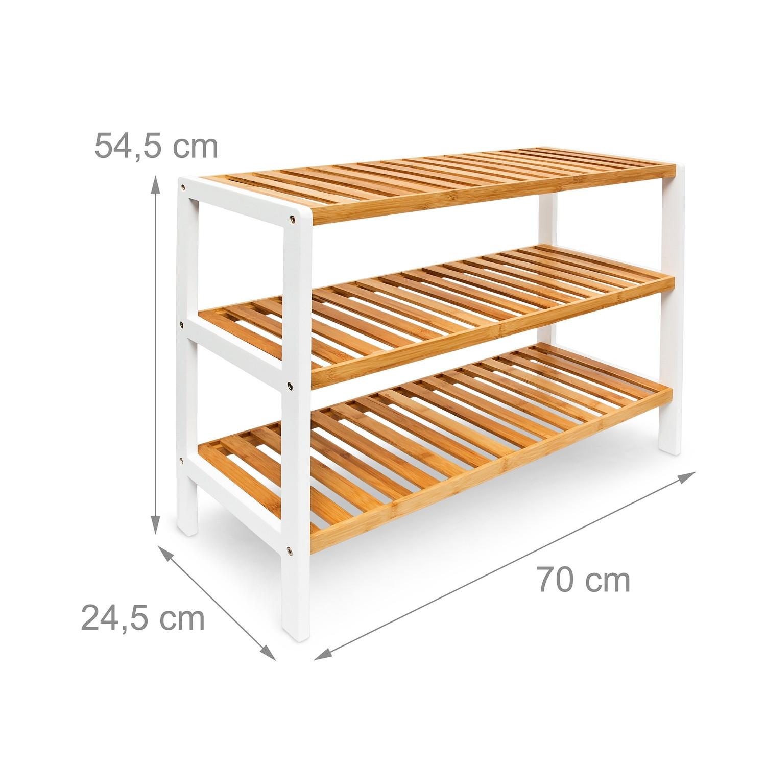 B2X Scarpiera in bambù con 3 ripiani marrone-bianco  