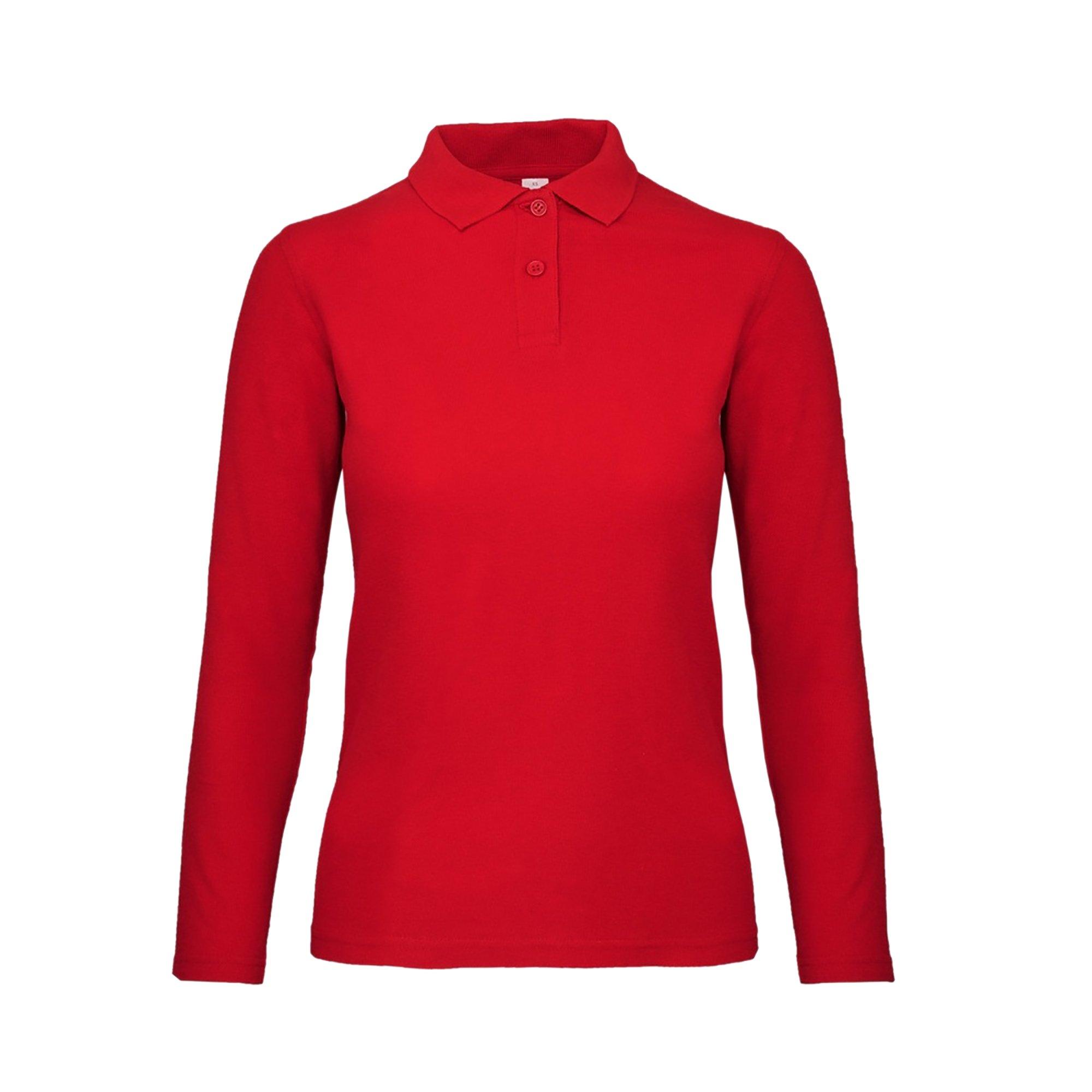 Image of B&c Id.001 Poloshirt, Langarm Damen Purpurrot L