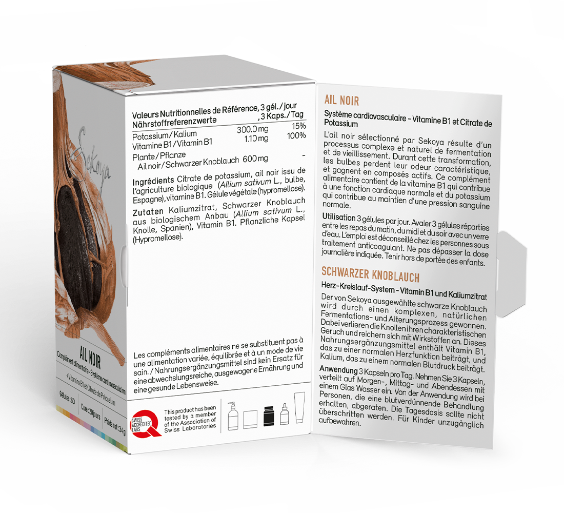 Sekoya Swiss  Schwarzer Knoblauch | Unterstützung bei Bluthochdruck 