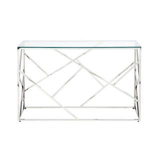 Vente-unique Console ATHENA Verre trempé acier Chromé  