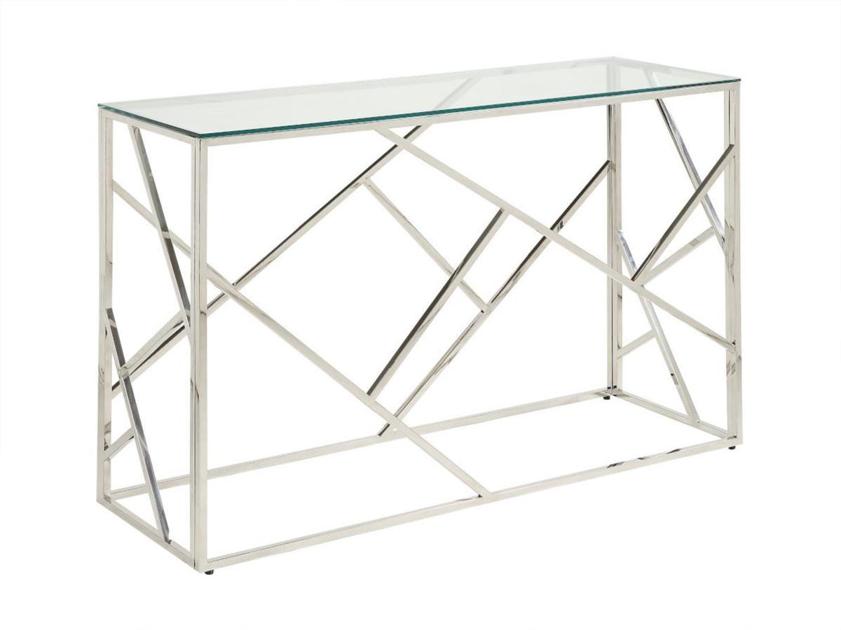 Vente-unique Console ATHENA Verre trempé acier Chromé  