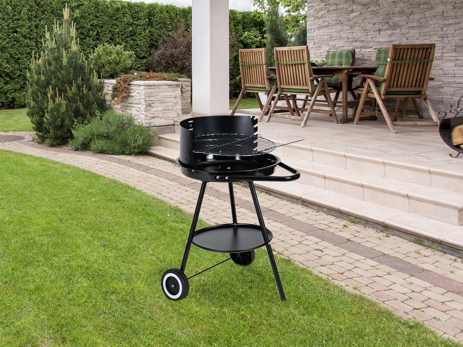 B2X Runder Gartengrill mit verstellbarer Rosthöhe  