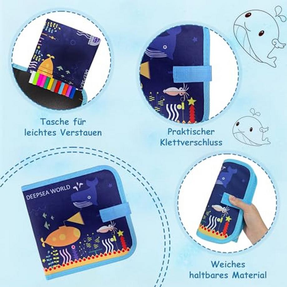 Activity-board  Malbuch für Kinder mit 12 Stiften, Graffiti-Zeichentafel, Graffiti-Buch, wiederverwendbar, tragbar, abwischbar 