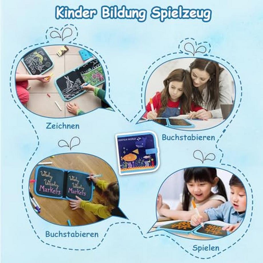 Activity-board  Malbuch für Kinder mit 12 Stiften, Graffiti-Zeichentafel, Graffiti-Buch, wiederverwendbar, tragbar, abwischbar 