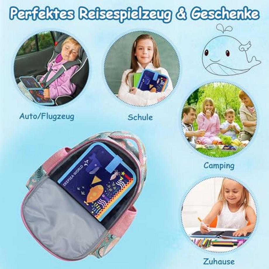 Activity-board  Malbuch für Kinder mit 12 Stiften, Graffiti-Zeichentafel, Graffiti-Buch, wiederverwendbar, tragbar, abwischbar 