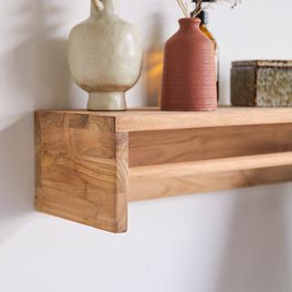 Tikamoon Handtuchhalter zur Wandmontage aus massivem Teakholz 100 cm Ugo  