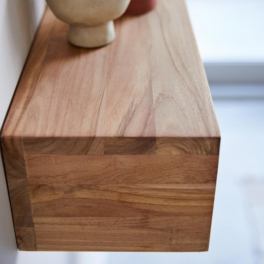 Tikamoon Handtuchhalter zur Wandmontage aus massivem Teakholz 100 cm Ugo  