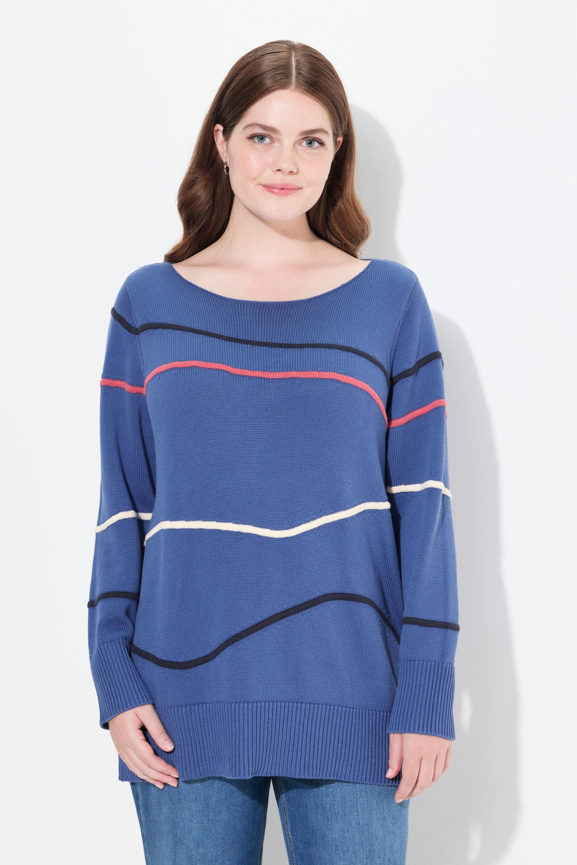 Ulla Popken  Pullover, U-Boot-Ausschnitt, Langarm, Biobaumwolle 