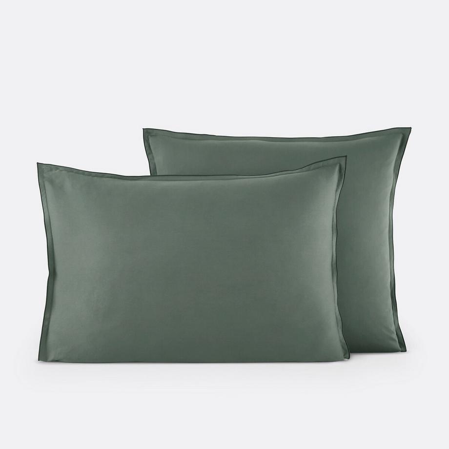 Taie d'oreiller satin de coton lavé