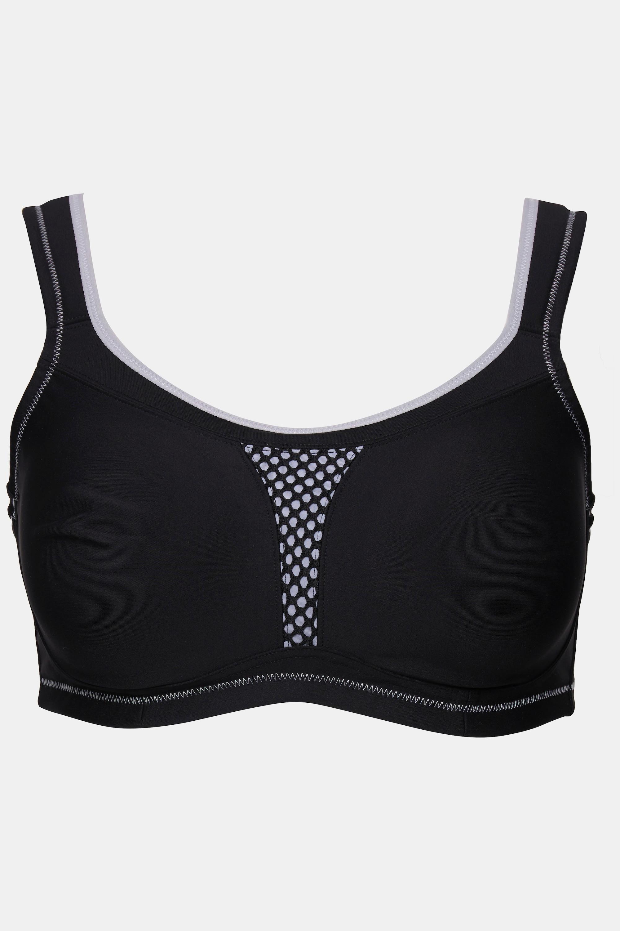 Ulla Popken  Soutien-gorge de sport, sans armatures. Empiècement en mesh. Bonnet C-E. 