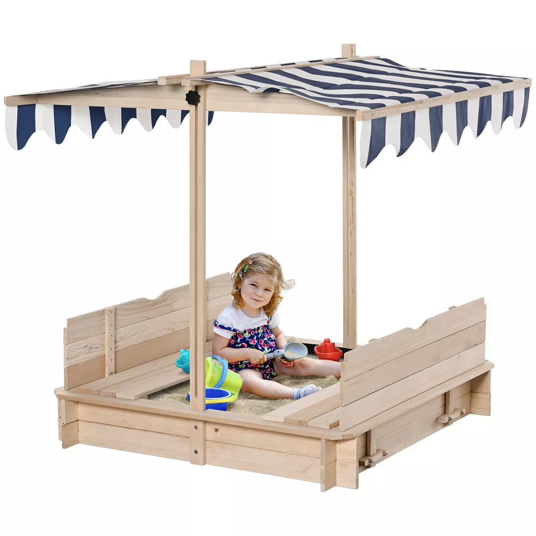 Outsunny - Sandkasten Sandkiste aus Holz, Braun