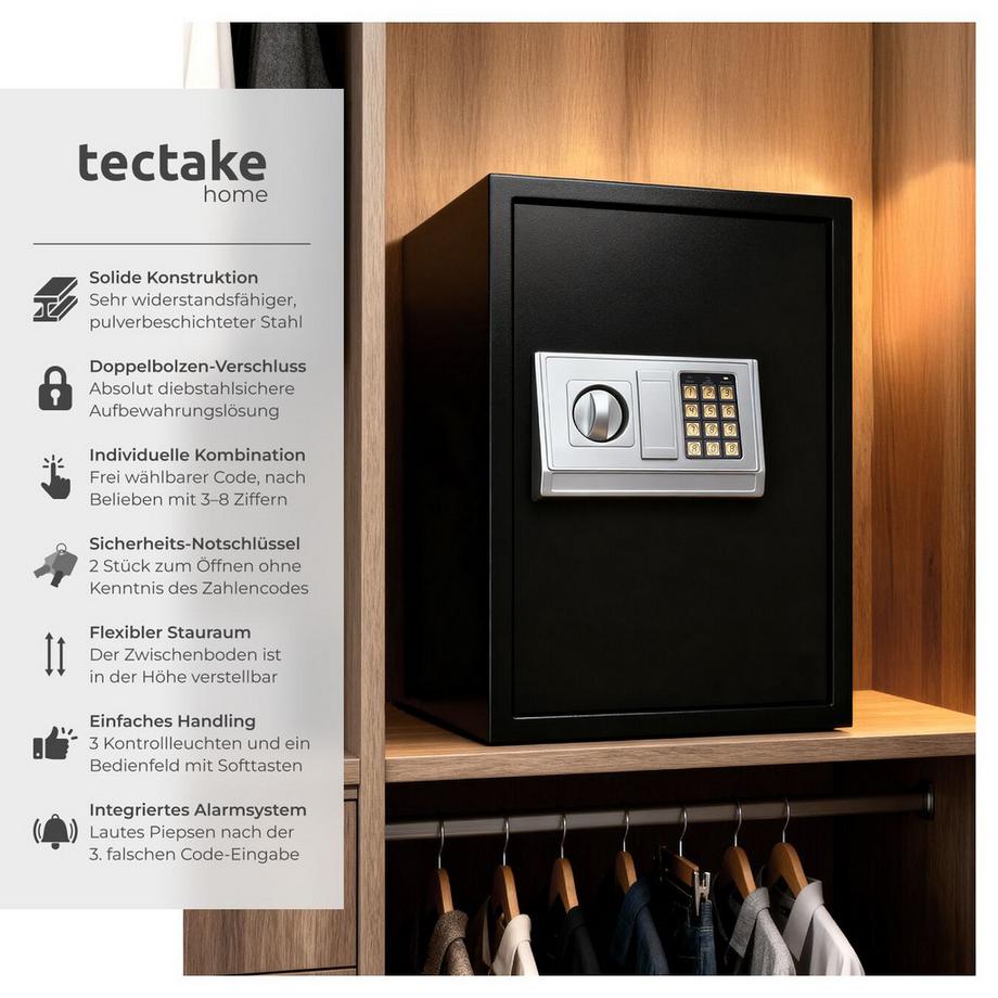 Tectake Coffre-fort électronique  avec fermeture de sécurité double-boulons  