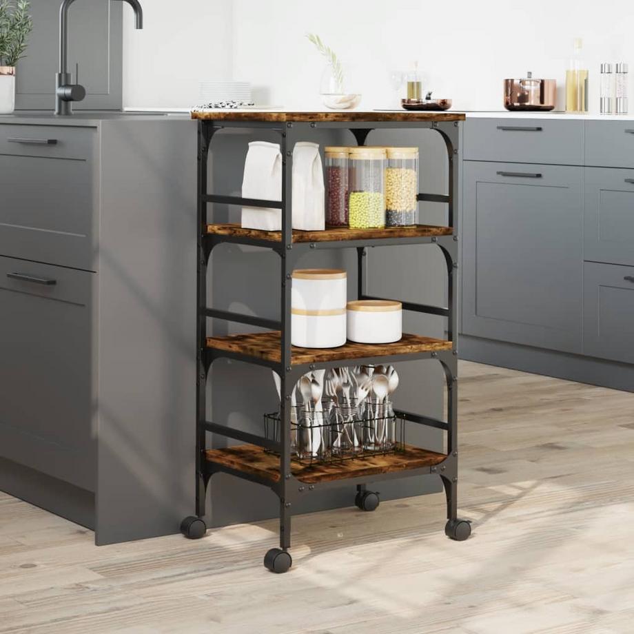 VidaXL Chariot de cuisine bois d'ingénierie  
