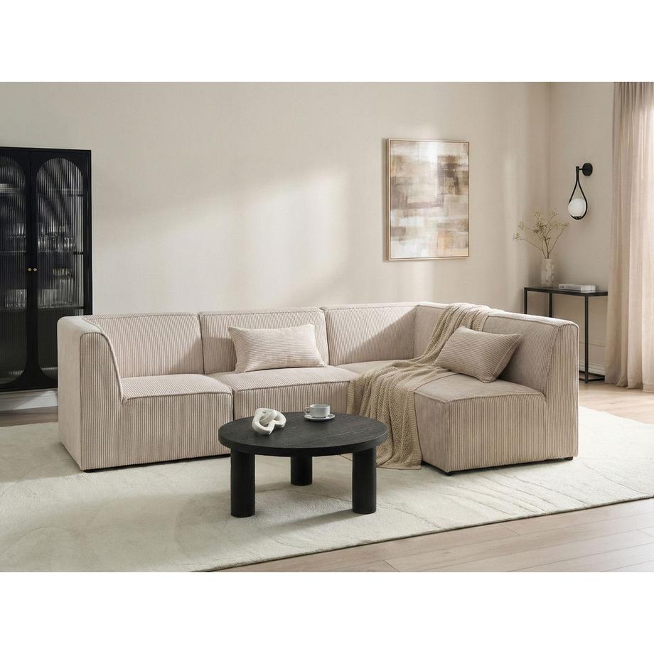 Beliani Linksseitiges Ecksofa aus Cord  LEMVIG  