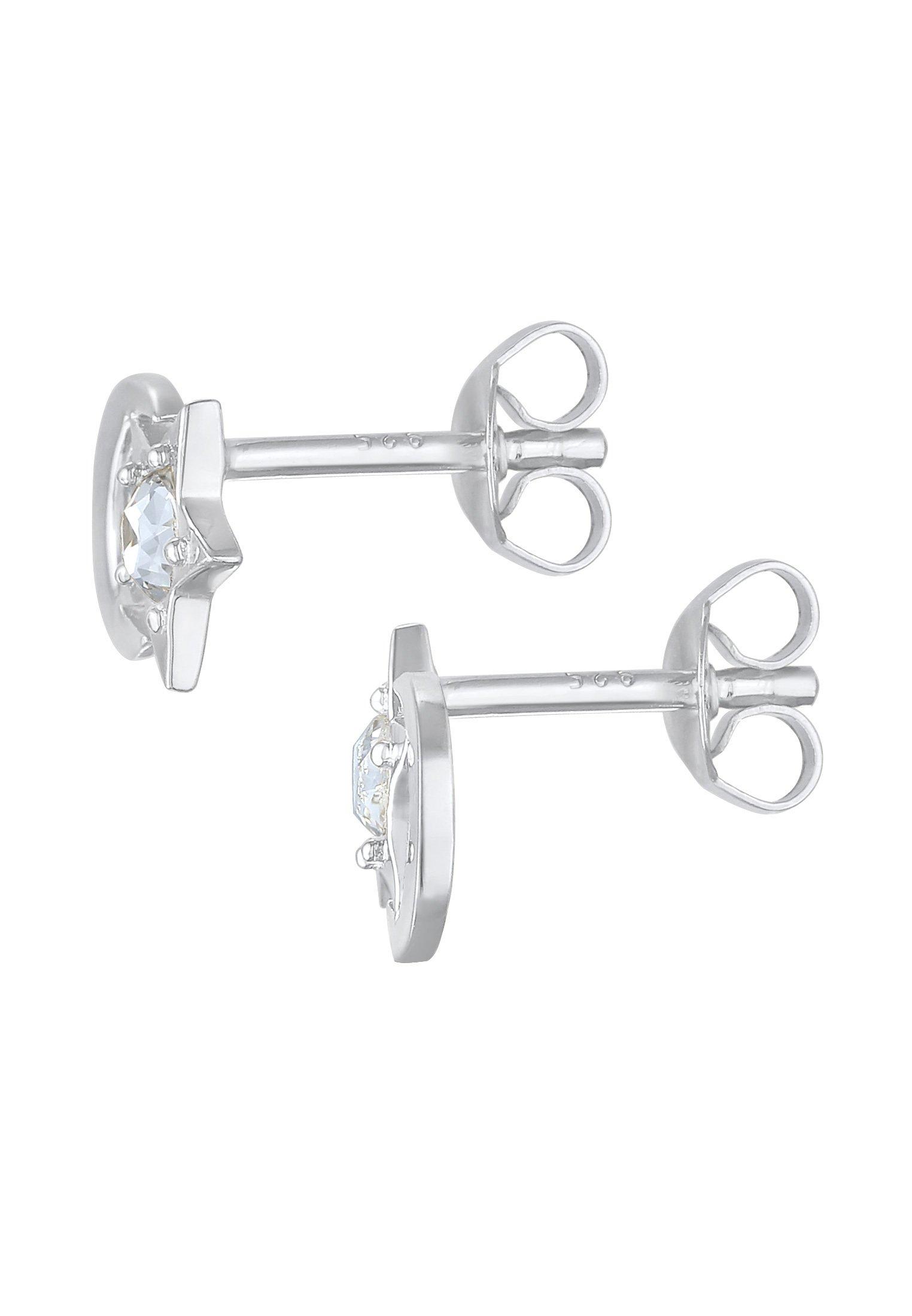 Elli  Boucles d'Oreilles Enfants Clous D'oreilles Demi-Lune Étoile Avec Cristal 