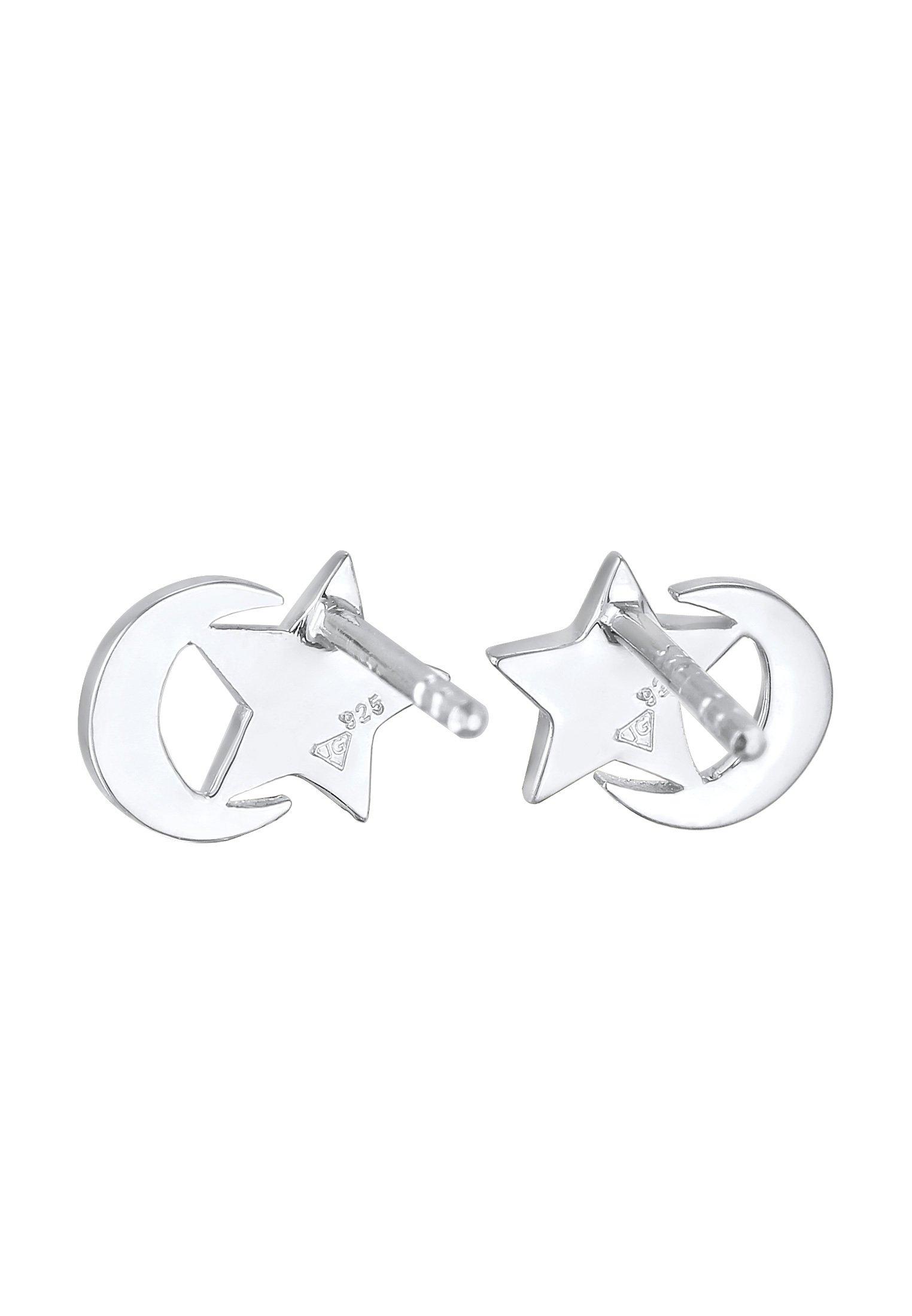 Elli  Boucles d'Oreilles Enfants Clous D'oreilles Demi-Lune Étoile Avec Cristal 