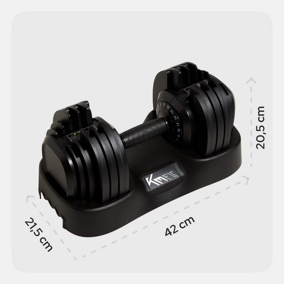 KM-Fit  Verstellbare Kurzhantel – 2,5–25 kg, 18 Gewichtsstufen 