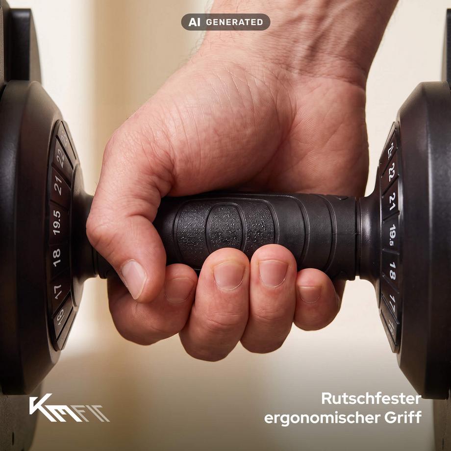KM-Fit  Verstellbare Kurzhantel – 2,5–25 kg, 18 Gewichtsstufen 