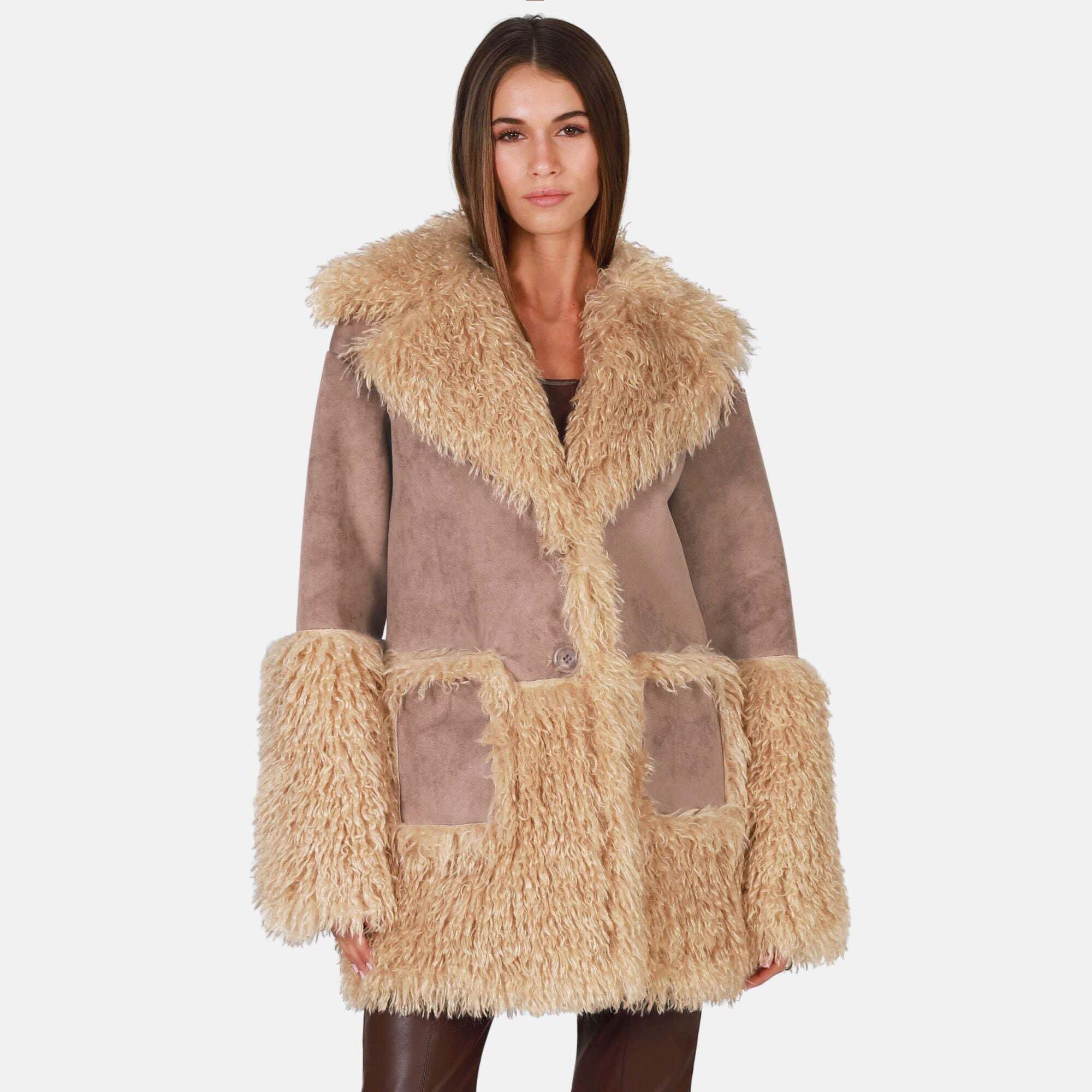 Image of Gstaad Faux Suede Jacket Unisex Braun L