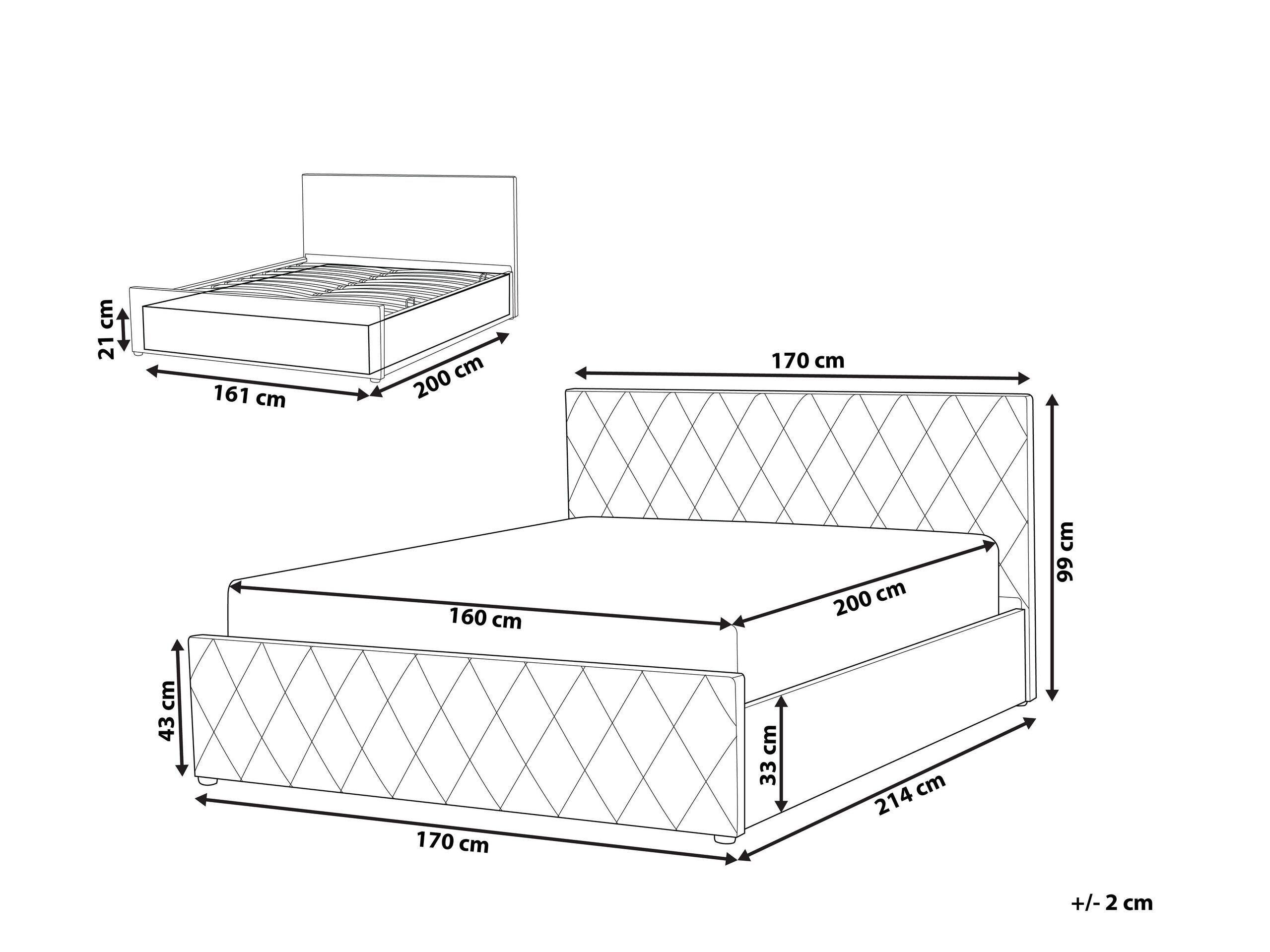 Beliani Bett mit Lattenrost aus Samtstoff Modern ROCHEFORT  