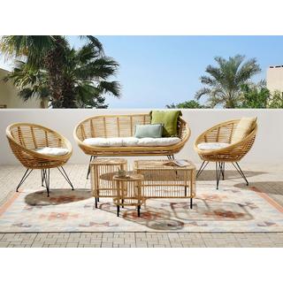 Beliani Lounge Set mit Tisch aus Rattan Boho MARATEA/CESENATICO  